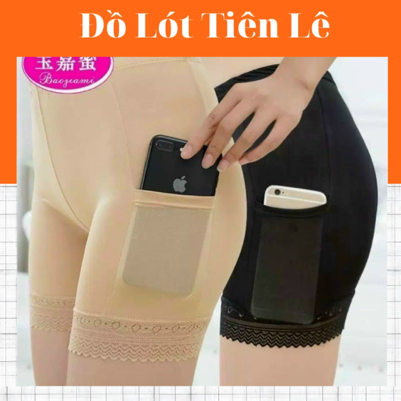Quần Đùi Mặc Váy Chất Cotton Mềm Mát Co Giãn Có Túi Bỏ Điện Thoại Màu Da Đen