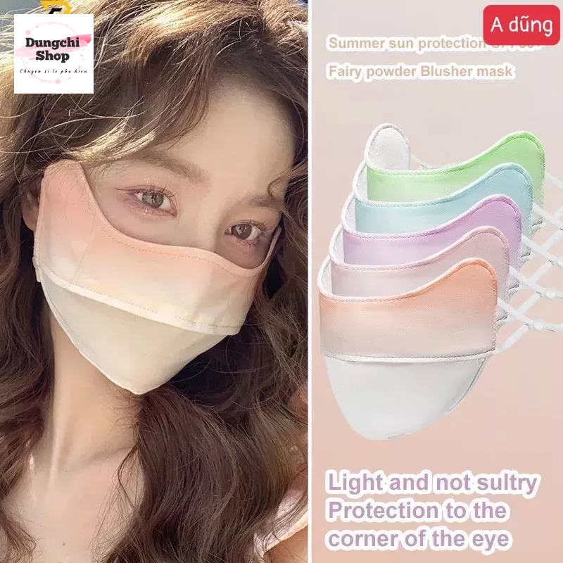 Khẩu trang vải su có điều chỉnh dây chống tia UV màu omber siêu xinh