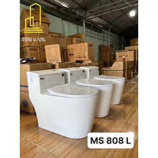 Bồn cầu liền khối, bồn cầu một khối cao cấp, nắp đóng êm, men nano chống bám bẩn.
