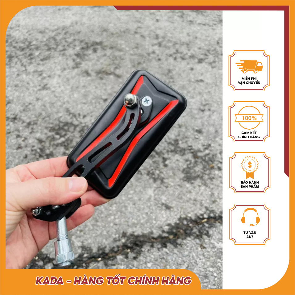 Kính Chiếu Hậu / Gương Gù 2 Sọc Đỏ Lắp Cho Tất Cả Dòng Xe Máy – Chất liệu cao cấp- Bền đẹp