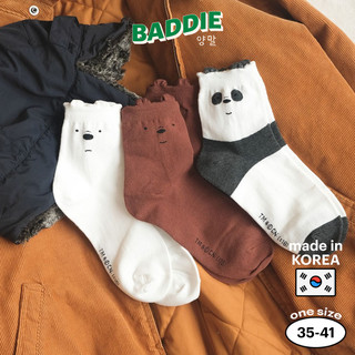 WE BARE BEARS FACE CREW - Tất vớ cao cổ unisex nhân vật hoạt hình gấu, bản quyền Cartoon Network, nhập khẩu Hàn Quốc