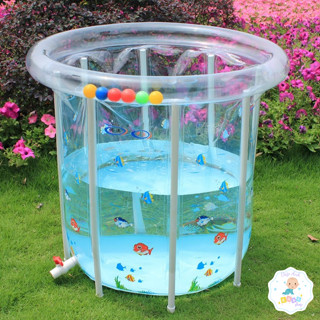  Bể bơi bể tắm thành cao  trong suốt Umoo Doctor Dolphin cho bé tặng kèm phao cổ miếng dán dự phòng 