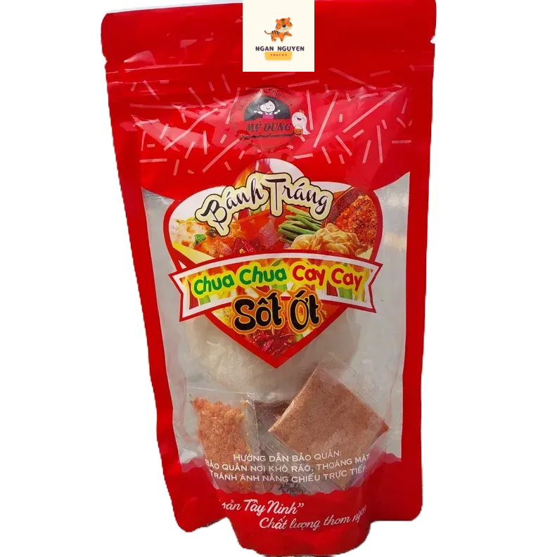 Bánh tráng phơi sương sốt ớt Mỹ Dung túi zip tiện lợi loại 200 gram đặc sản Tây Ninh