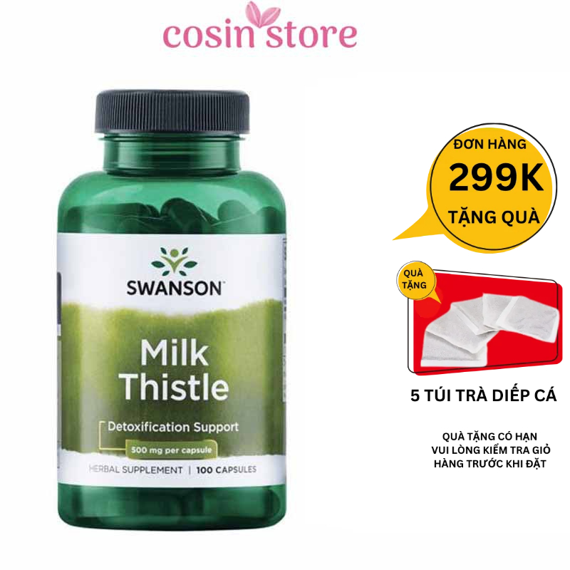 Viên Uống Milk Thistle Swanson 500mg 100 viên - hỗ trợ chức năng gan