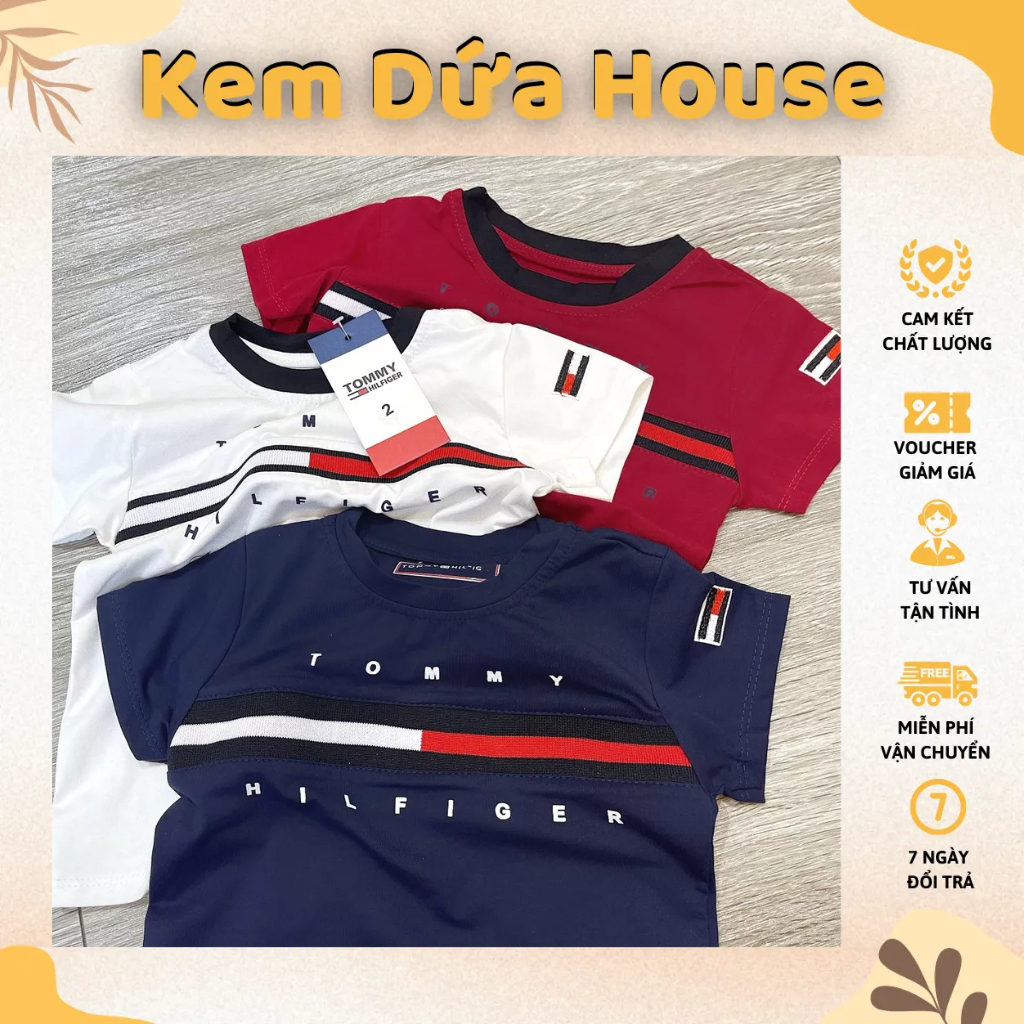 Set 3 Áo Phông Tommy Cho Bé - Combo 3 Áo Thun 3 Màu Chất Cotton Thấm Hút Mồ Hôi Vải Siêu Đẹp Chuẩn Form