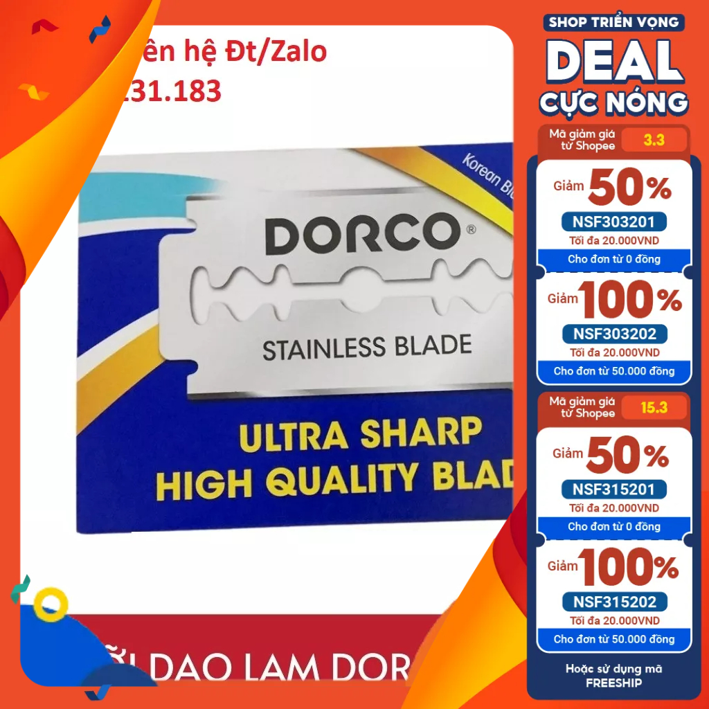 Lưỡi lam, dao cạo Dorco ST300 cải tiến cực sắc 10 hộp/vỉ (Mẫu mới nhất )