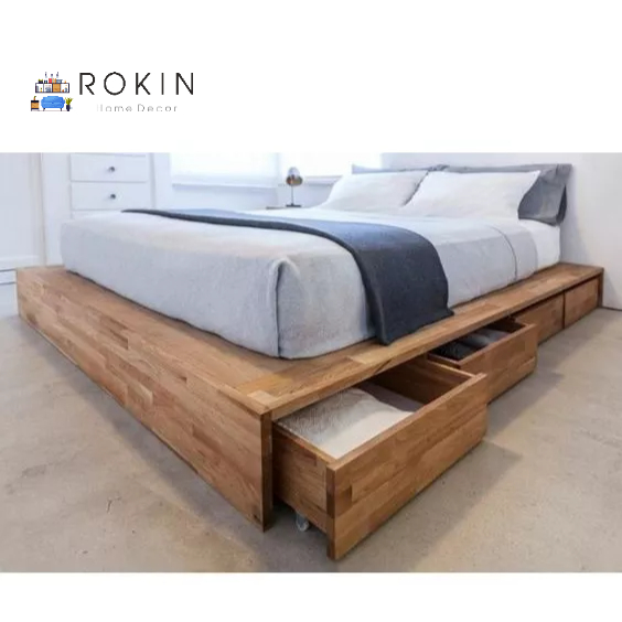  Giường Nhật Gỗ Đa Năng Rokin Tiện Dụng - GN-014 - HỘC KÉO BÊN HÔNG GIƯỜNG - Rokin multi-purpose bed 