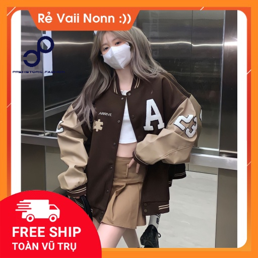 Áo Bomber Nỉ Unisex Màu Nâu A23 Tay Bo