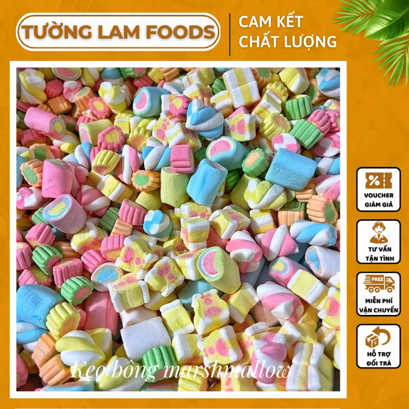 Kẹo Bông Marshmallow Thái Lan - Kẹo Dẻo Xốp, Mềm Như Bông Gòn, Hương Vị Thơm Ngon, An Toàn Với Sức Khỏe 500g
