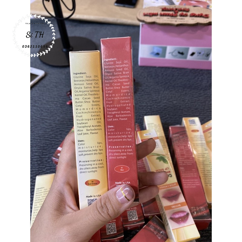 Dưỡng kích màu môi Collagen Lip Balm, son dưỡng có màu sau phun xăm thẩm mỹ ,check mã-Usa 15gram