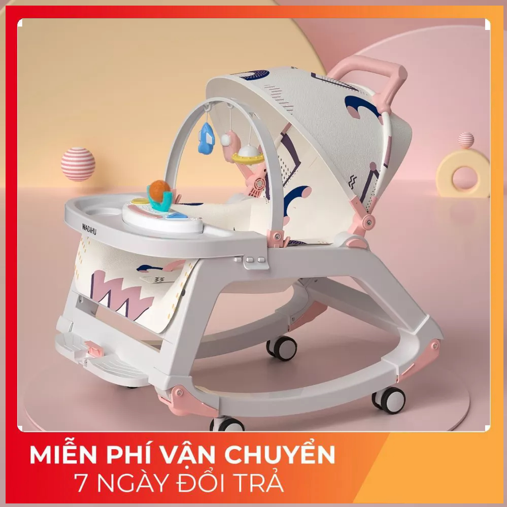 Nôi rung - Nôi rung cho bé 5in1 có nhac đồ chơi và bàn ăn cho bé,I