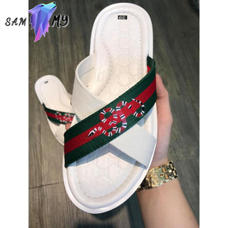 DÉP NAM NỮ THÁI LAN CHÉO TRẮNG QUAI RẮN SỌC XANH ĐỎ 1 DÂY DA 1 ĐÂY DÙ CỰC ĐẸP (36 ĐẾN 44) FULL BOX