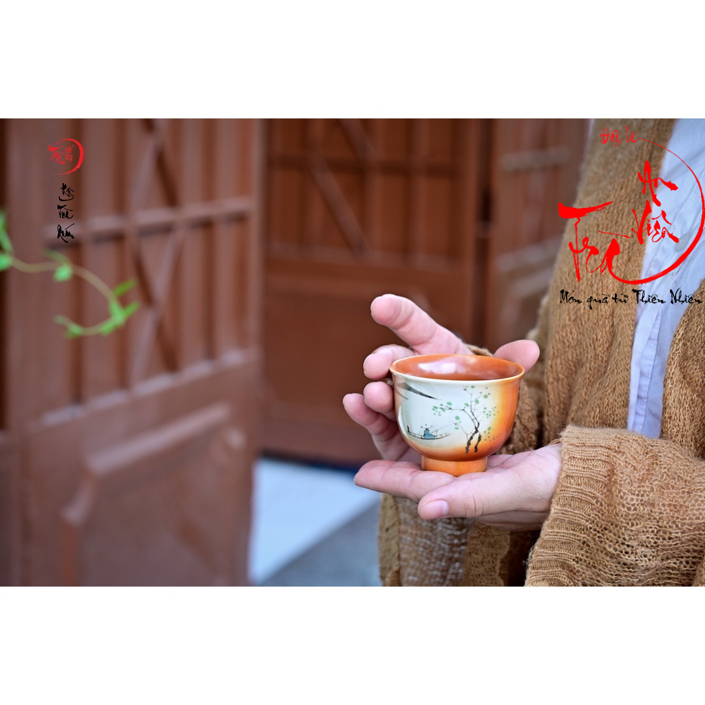 Chén sứ nung men cam