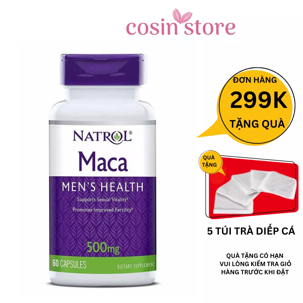 Viên uống Natrol Maca Men’s Health 500mg 60 viên- Hỗ Trợ Tăng Cường Sinh Lý
