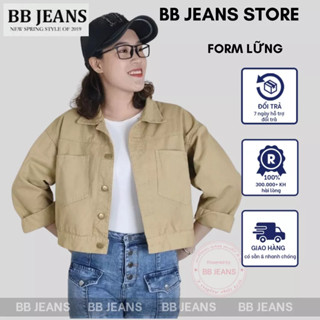 Áo khoác ngoài nữ chất kaki form lững croptop 48cm cho bạn nặng 39-57kg cao dưới 1.60m cao cấp BB Jeans