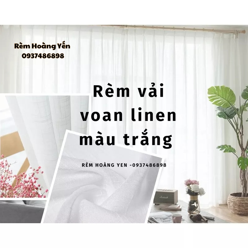 RÈM VẢI VOAN LINEN MÀU TRẮNG - RÈM TRANG TRÍ CỬA  PHÒNG KHÁCH -PHÒNG NGỦ CHUNG CƯ NOVALAND