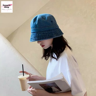 Mũ buket jeans dáng cụp cá tính