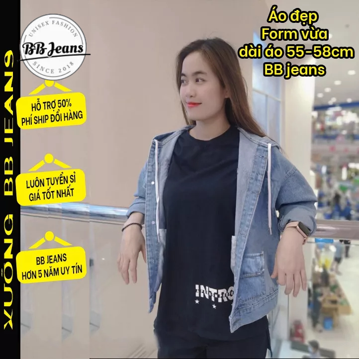 Áo khoác jean nữ form vừa đặc biệt tại BB Jeans - top 3 mẫu áo đẹp No1 cho mọi bạn gái size 40-60kg cực đẹp