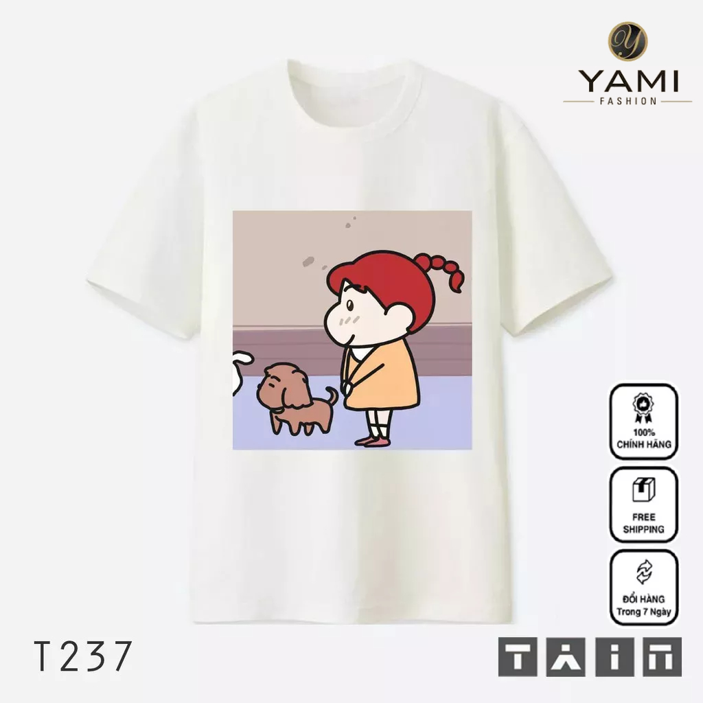 Áo Thun Unisex Trắng Vải Cotton, Áo In Hình SHIN Cậu Bé Bút Chì Mã (FST 236)