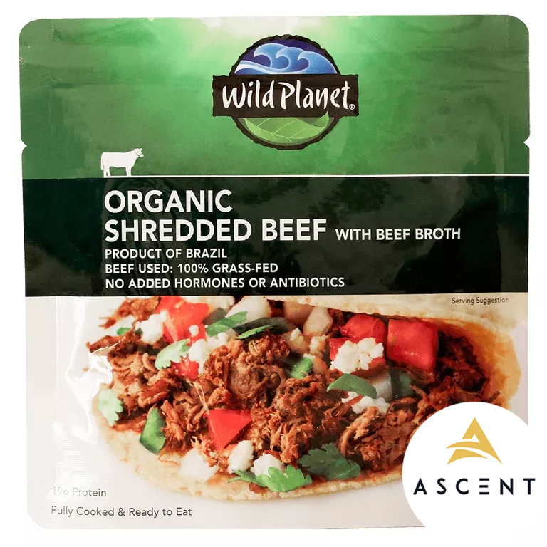 Gói 85g thịt bò vụn hữu cơ Organic Shredded Beef Wild Planet : Made in USA