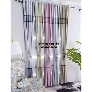Rèm cửa sổ , rèm cửa đi sọc ngang ,vải gấm 2 mặt màu Hồng may sẵn khoen .