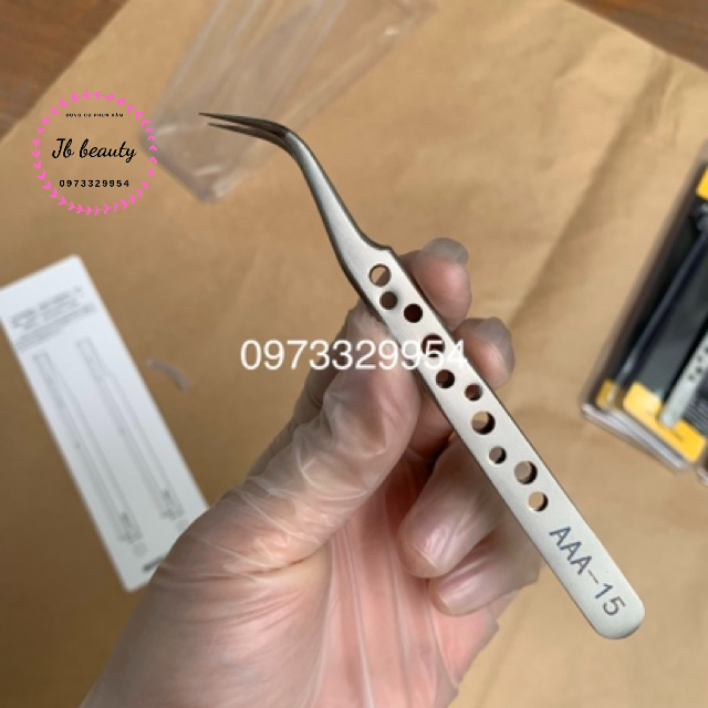 Nhíp lỗ gắp classic, nhíp tách nối mi cao cấp Tweezers lỗ (đầu cong)