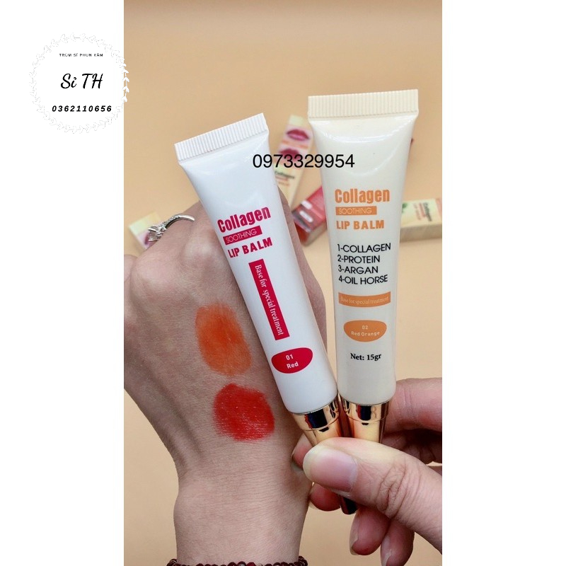 Dưỡng kích màu môi Collagen Lip Balm, son dưỡng có màu sau phun xăm thẩm mỹ ,check mã-Usa 15gram