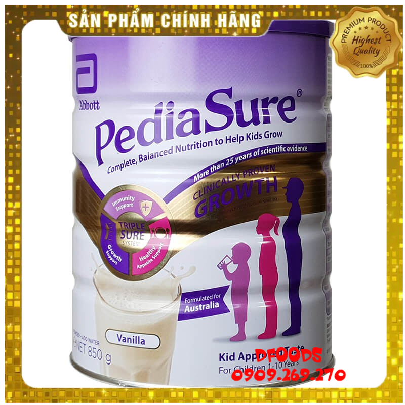 Date 04.2024 Sữa bột PEDIASURE 850g vị Vani hàng Úc