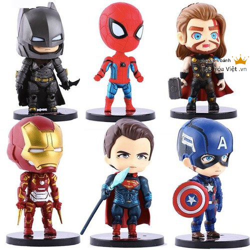 Bộ mô hình siêu anh hùng Marvel Avengers, siêu nhân trang trí bánh sinh nhật