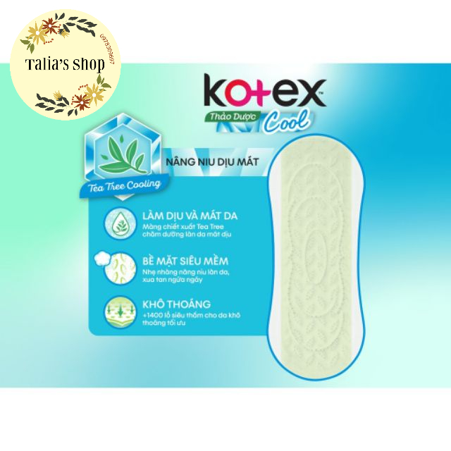 Lốc 8 gói băng vệ sinh Kotex Thảo dược cool - gói 8 miếng