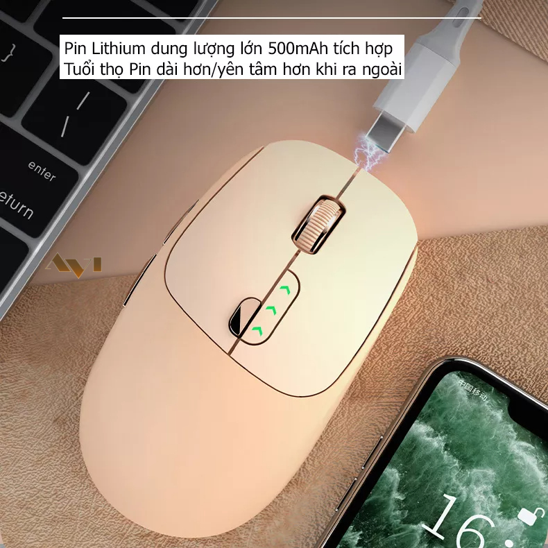 Chuột Không Dây Kết Nối Bluetooth 5.2 DUOHAO M13 Pin sạc Type C Cho Máy Tính, Laptop, Mac