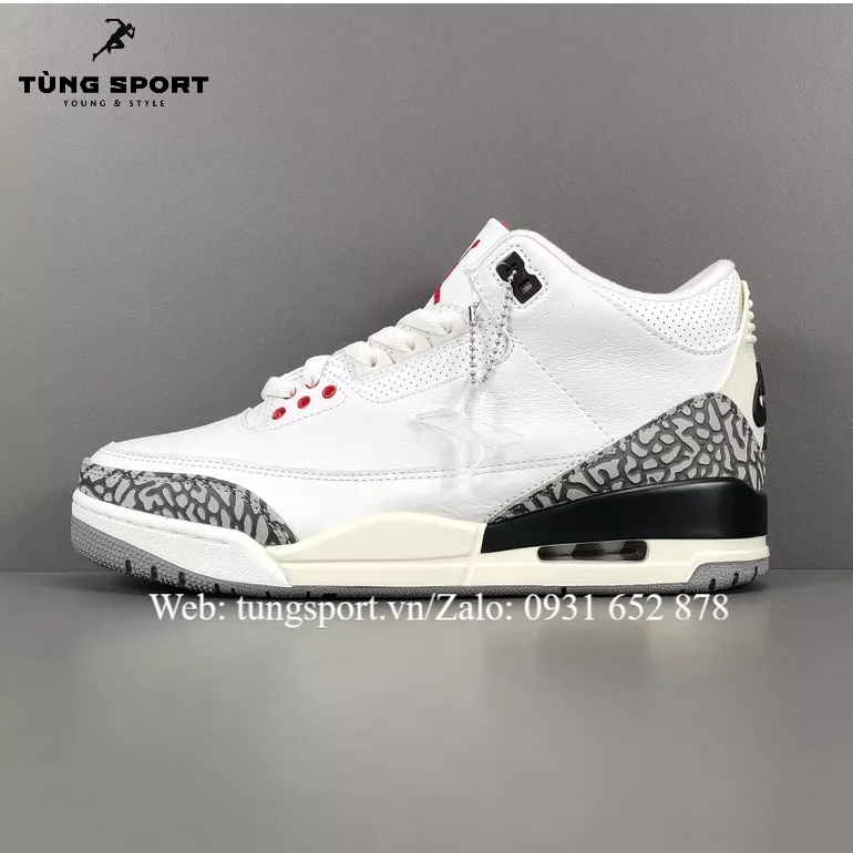 Giày Sneakers bóng rổ Air Jordan 3 " White Cement Reimagined " - Best Quality