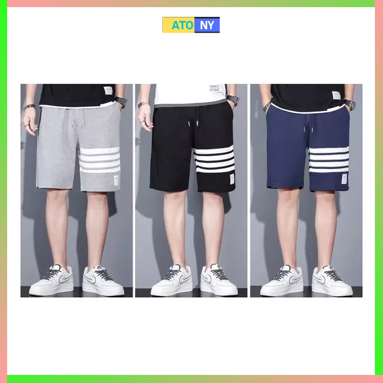 Quần short nam chất vải umi co giãn 4 chiều, quần đùi nam kẻ sọc phong cách trẻ trung - ATONY