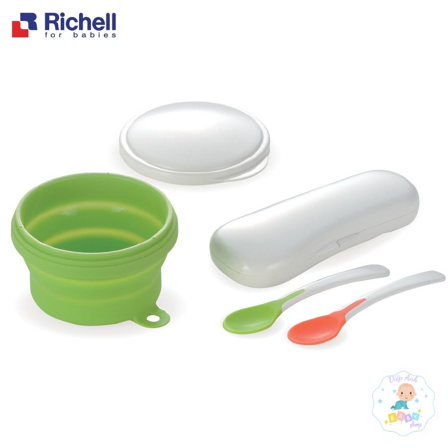 BỘ CHÉN BÁT ĂN DẶM GẤP GỌN KÈM MUỖNG/ THÌA RICHELL TIỆN LỢI MANG ĐI DU LỊCH