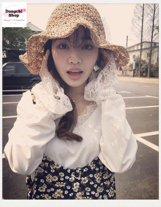 Nón cói mềm thắt nơ da vintage