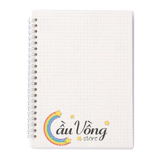 Sổ vở lò xo giấy kẻ caro basic bìa nhựa trắng 84 trang A5 15x21cm