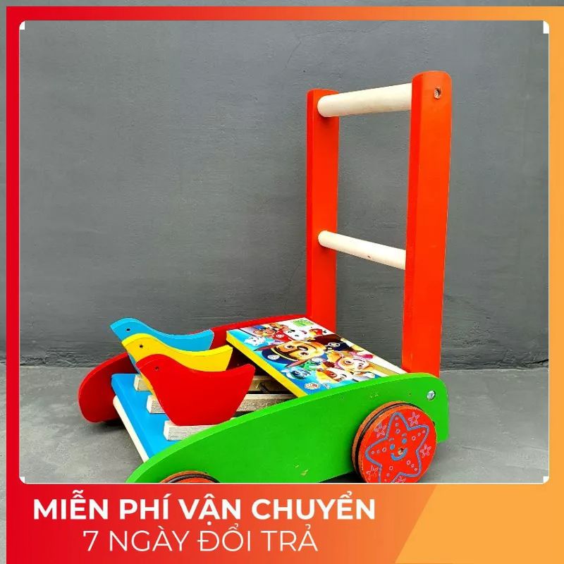 Xe Tập Đi Bằng Gỗ 3 Con Gà Chống Trượt An Toàn Cho Bé Yêu - Xe Đẩy Con Gà Gỗ Tự Nhiên Hàng Việt Nam Cao Cấp