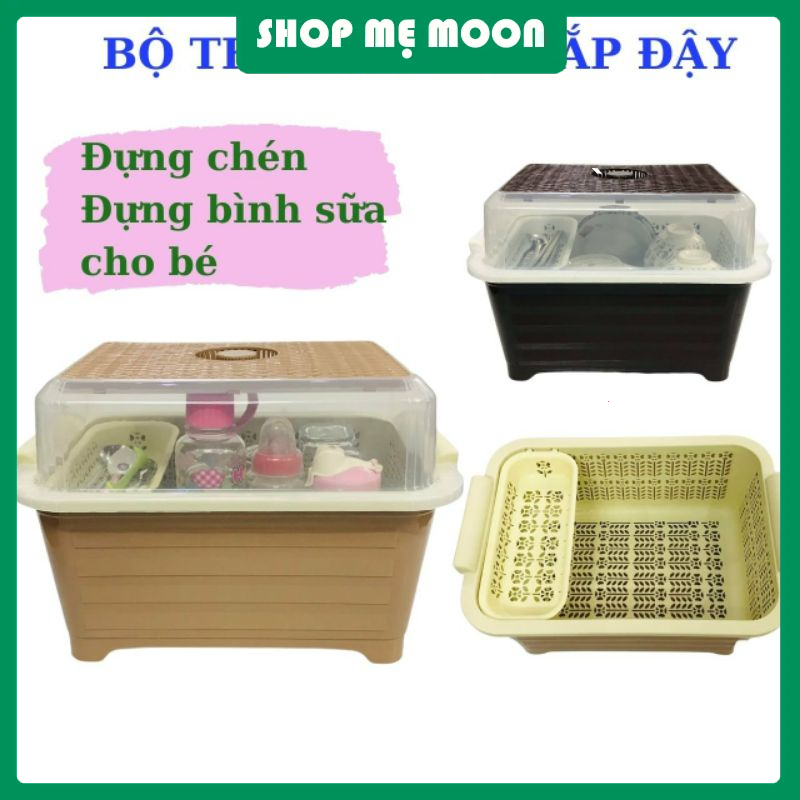 RỔ ÚP CHÉN BÁT, DỤNG CỤ ĂN DẶM, BÌNH SỮA CHO BÉ CÓ NẮP ĐẬY