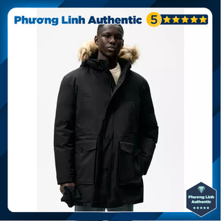 Áo khoác Parka Nam dáng dài chịu nhiệt chống nước, có mũ lót lông, khóa hai chiều Zara Auth New Tag 3918/406 3918406