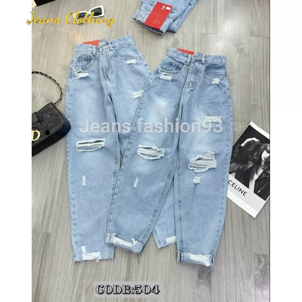 Quần Jean Baggy Nữ Cạp Cao Rách Kiểu Mẫu Mới | BigBuy360 - bigbuy360.vn