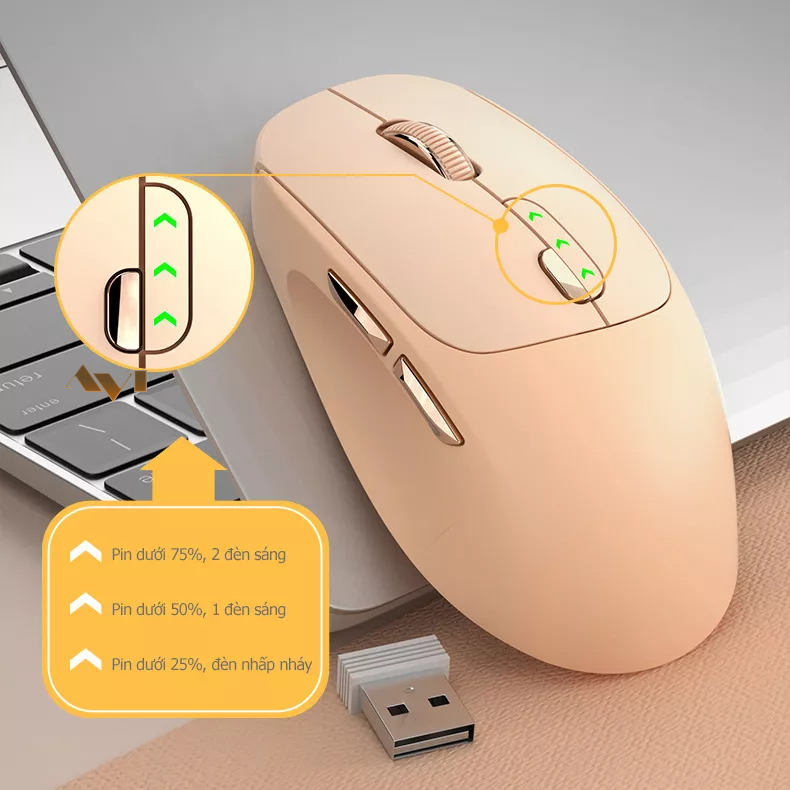 Chuột Không Dây Kết Nối Bluetooth 5.2 DUOHAO M13 Pin sạc Type C Cho Máy Tính, Laptop, Mac