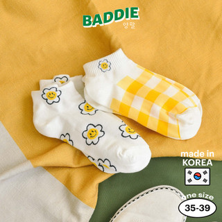 SUNNY DAISY - Tất vớ thấp cổ nữ hình bông hoa cúc mặt cười, nhập khẩu Hàn Quốc