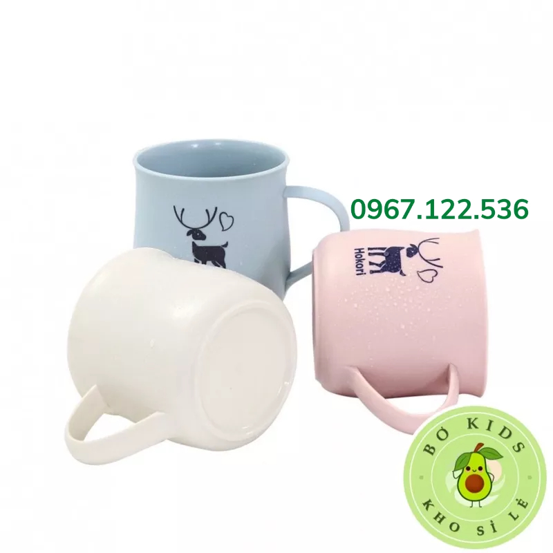 Cốc nhựa Hokori 350ml (6369) Việt Nhật chịu nhiệt tốt, cốc uống nước màu sắc xinh xắn có quai cầm BOKIDS - 01454