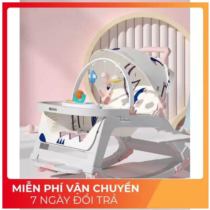 Nôi rung - Nôi rung cho bé 5in1 có nhac đồ chơi và bàn ăn cho bé,I