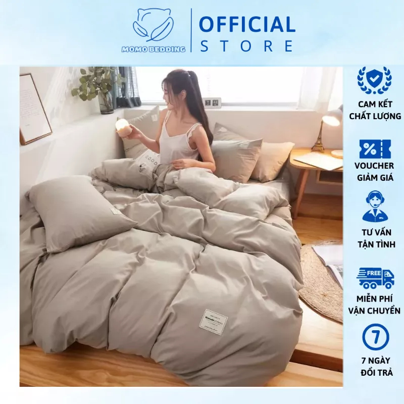 Bộ chăn ga cotton Tici đơn sắc cao cấp phong cách Hàn Quốc nhập khẩu loại 1