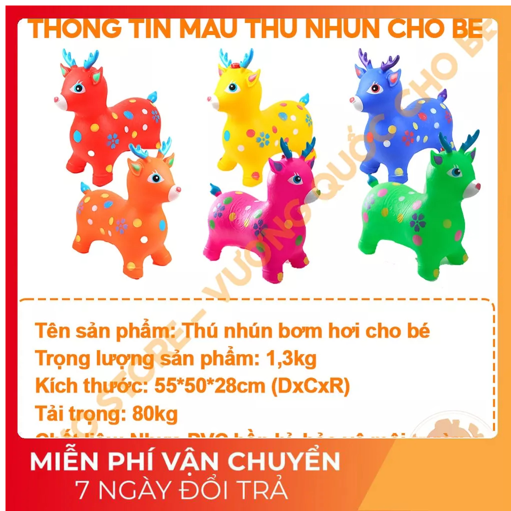 Thú nhún c,Oo su bơm hơi - đồ chơi cho bé có nhạc hình hươu ,O