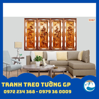 Tranh tráng gương tứ quý/gỗ MDF Hàn Quốc GP