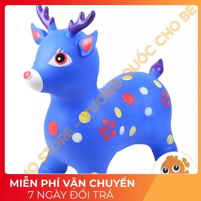 Thú nhún cao su bơm hơi - đồ chơi cho bé có nhạc hình hươu (tuần lộc), nai, bò, ngựab