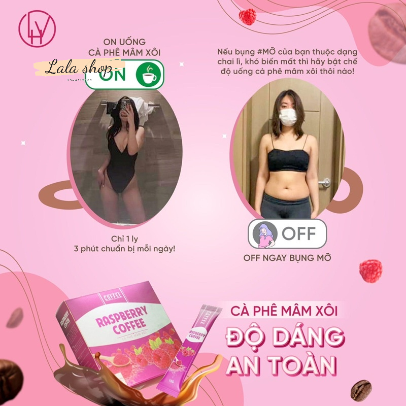 Cà Phê Mâm Xôi Giảm Cân Raspberry Coffee Chính Hãng - Hộp 15 gói