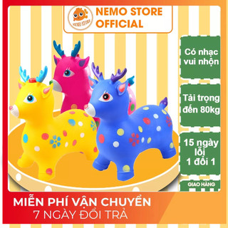 Thú nhún cao su bơm hơi - đồ chơi cho bé có nhạc hình hươu ,k